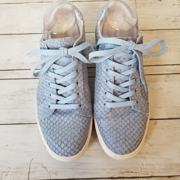 Kenneth Cole NY KAM Snake Embossed Leather Lace Up Sneakers - Picture 2 of 12